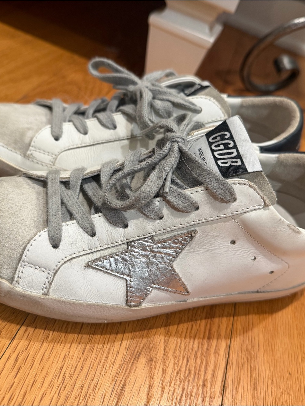 Golden Goose White Sneakers with Black Insole Logo